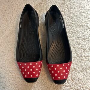 Crocs Sienna Ballet Flat x Disney Minnie Mouse Polka Dot Women's Size 9